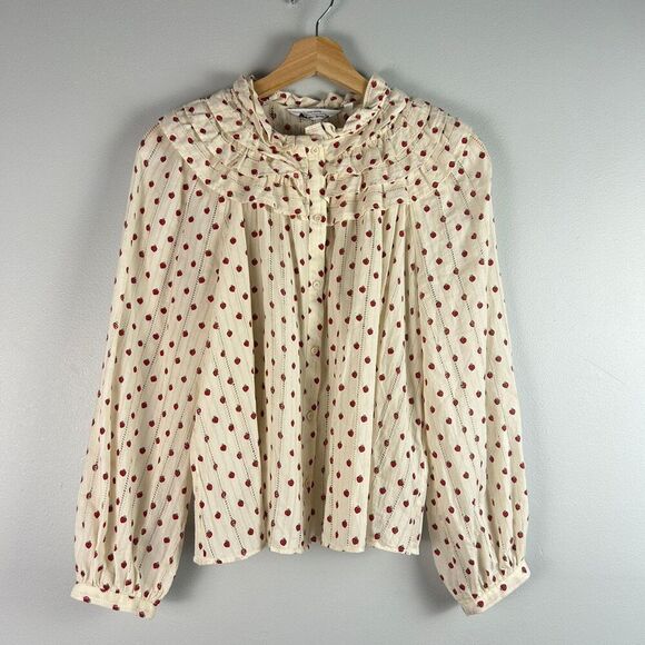 & Other Stories STAWBERRY PRINT RUFFLED COLLAR BLOUSE - Picture 3 of 9